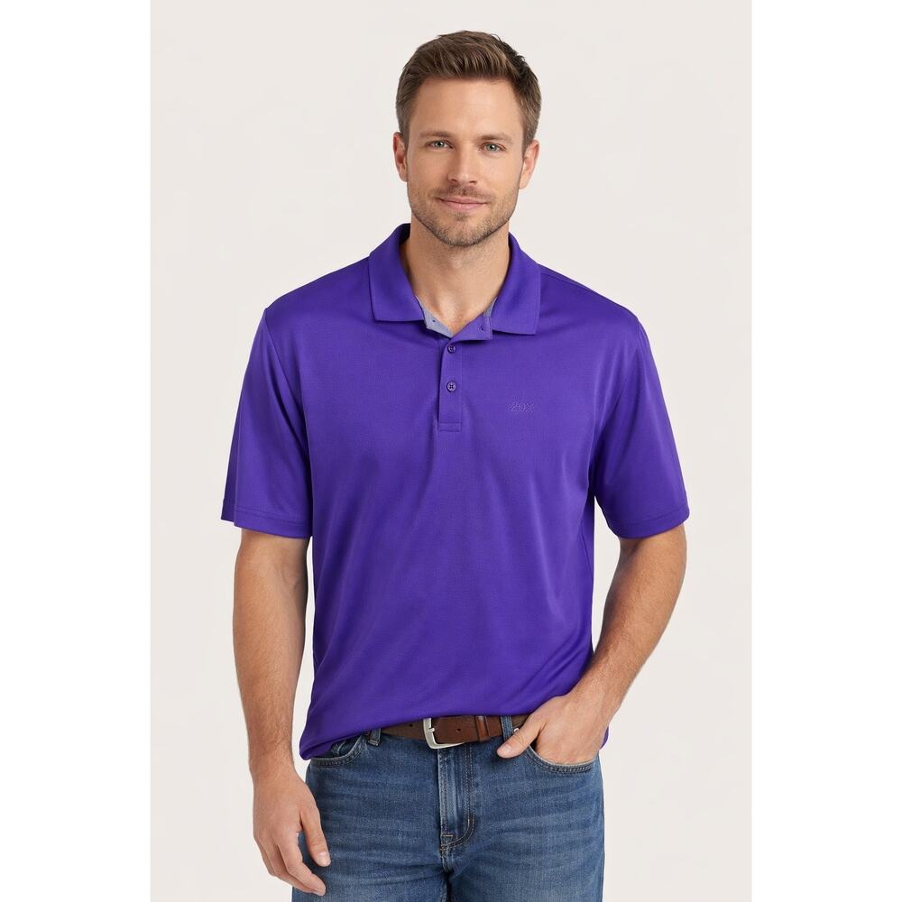 Wrangler 20X‎ Purple Performance Polo Mens Large Rodeo Western Golf Stretch